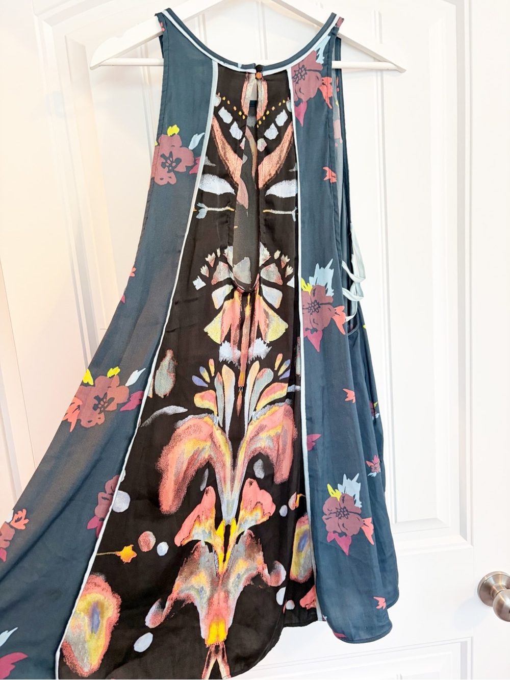 Free People Floral Panel Swing Tunic in Blue Multi